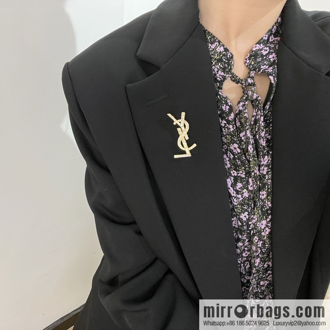 Saint Laurent YSL full diamond brooch