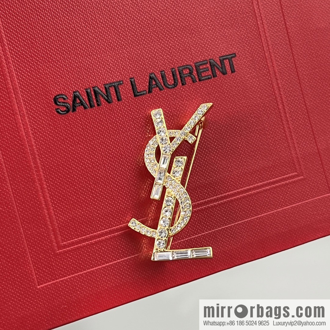 Saint Laurent YSL full diamond brooch