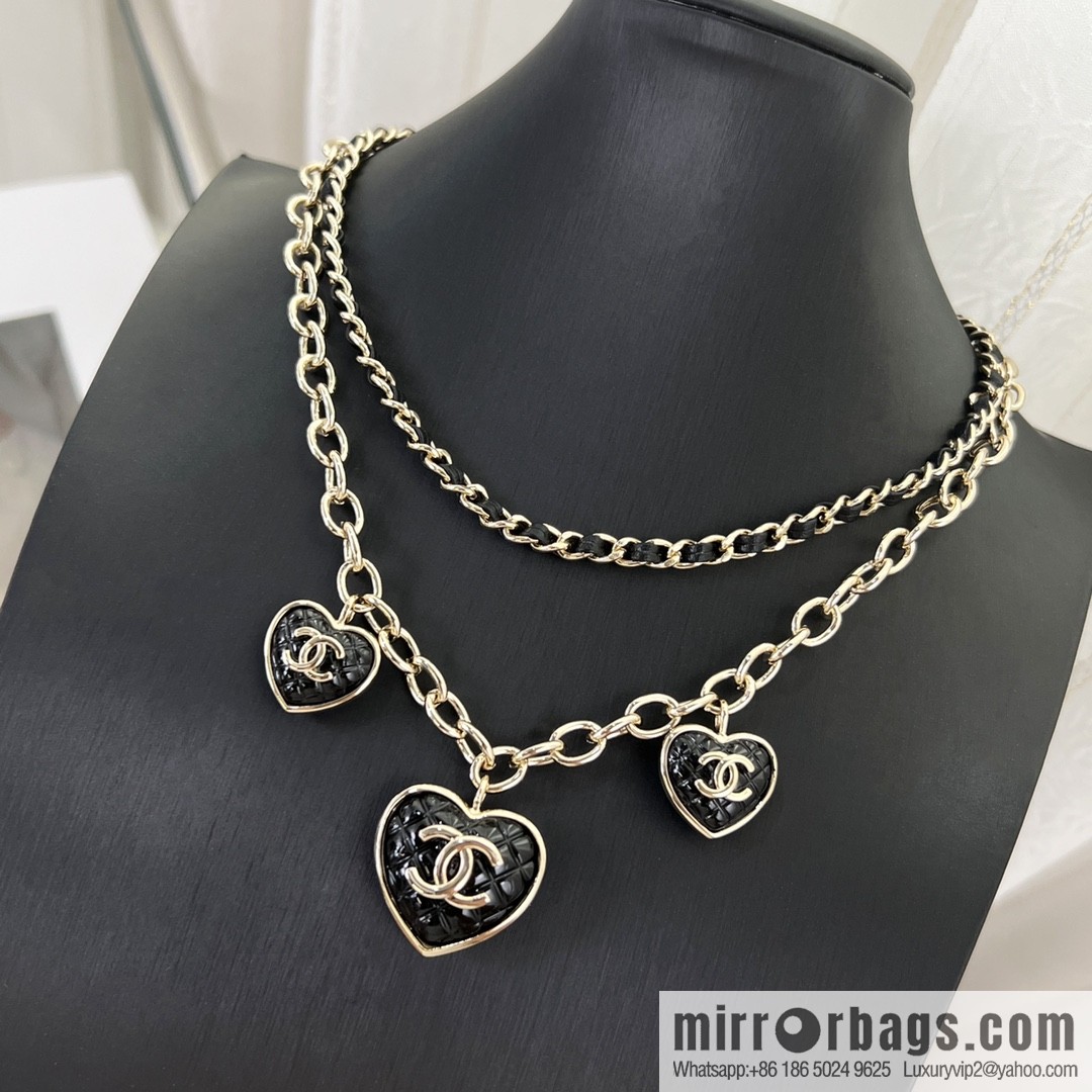 New ☑️ Chanel double c double layer peach heart love necklace