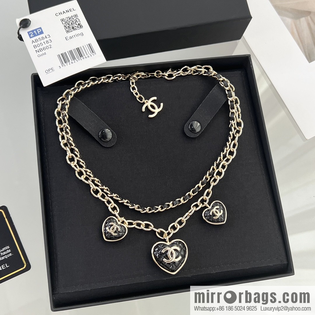 New ☑️ Chanel double c double layer peach heart love necklace