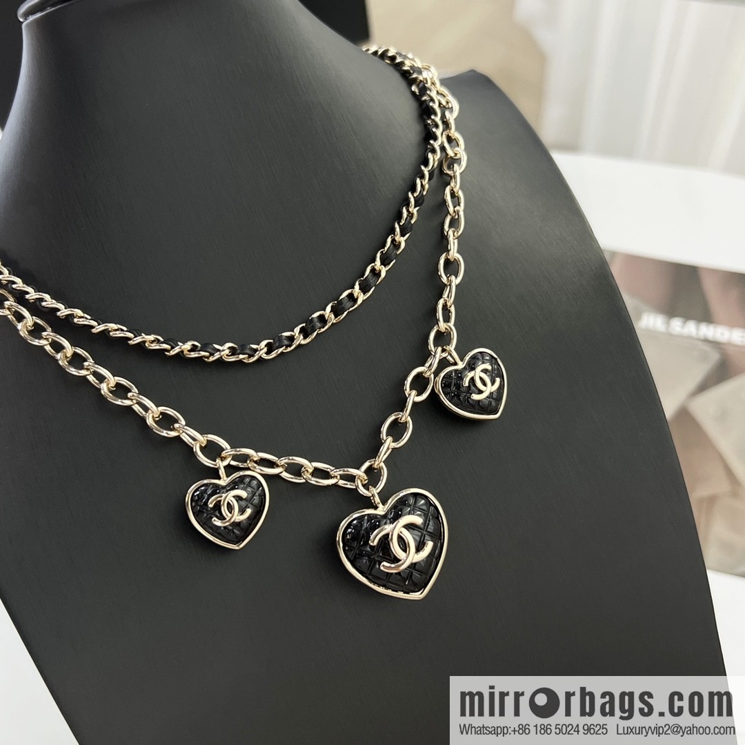 New ☑️ Chanel double c double layer peach heart love necklace