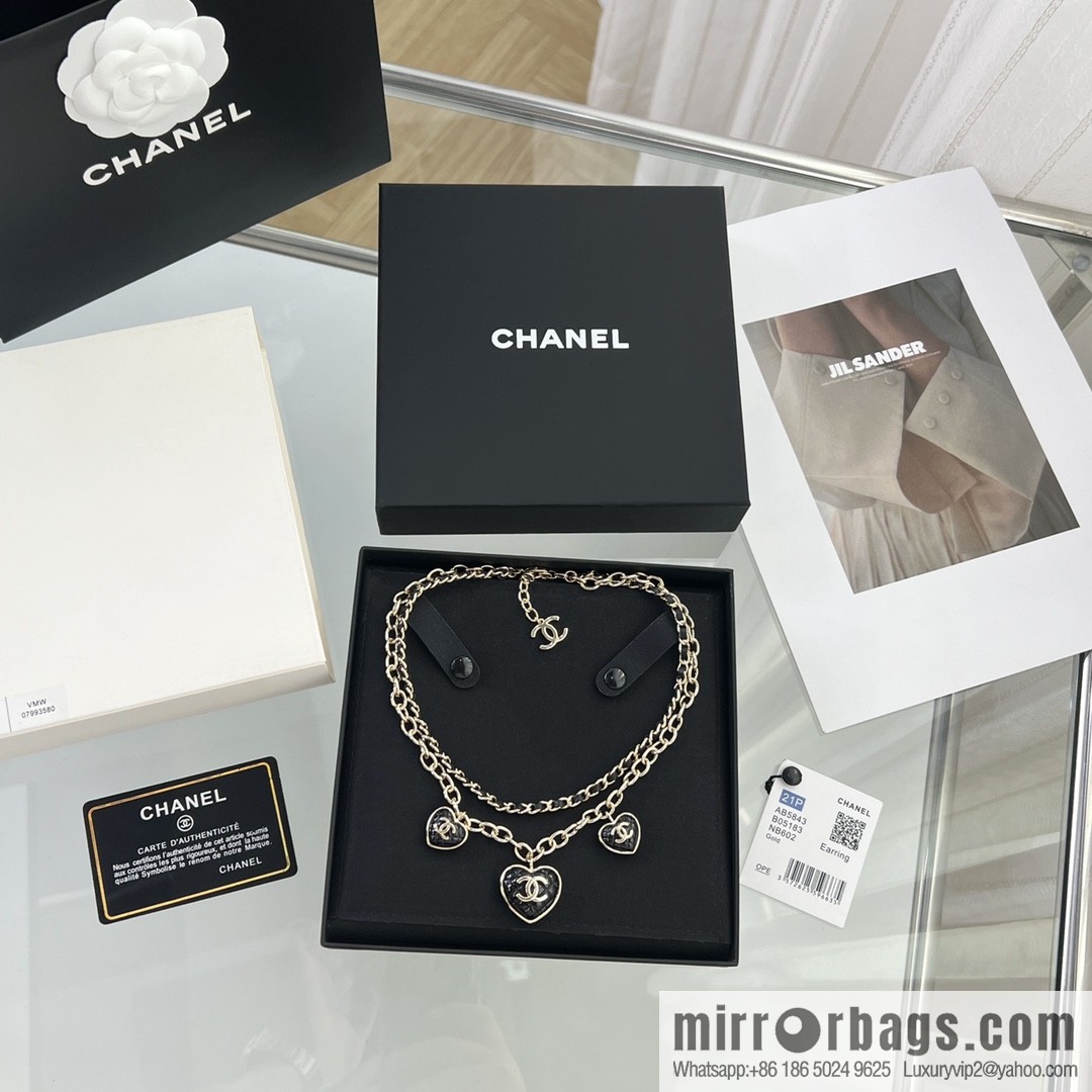 New ☑️ Chanel double c double layer peach heart love necklace