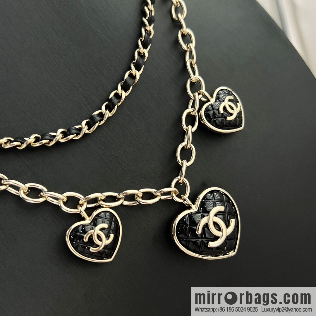 New ☑️ Chanel double c double layer peach heart love necklace