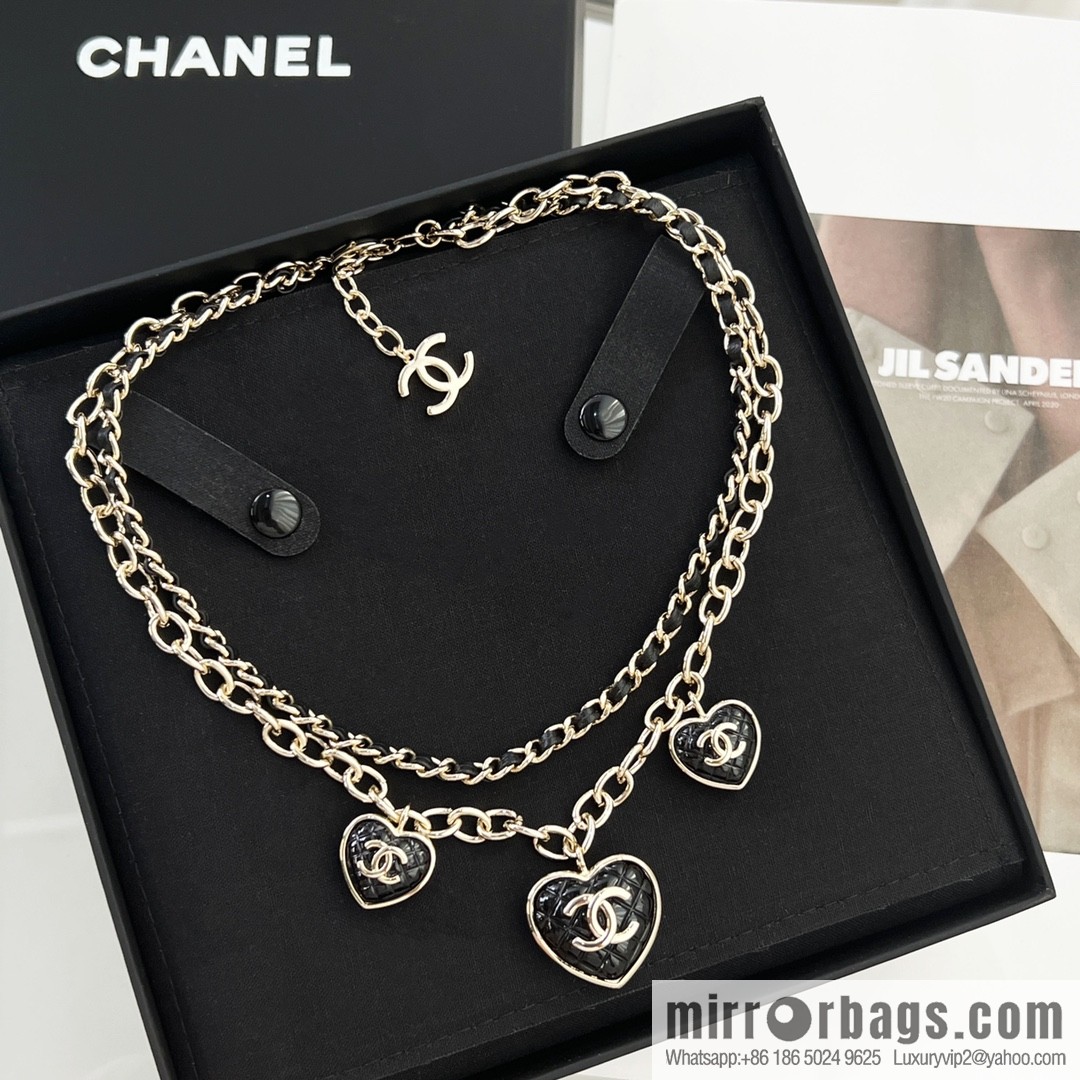 New ☑️ Chanel double c double layer peach heart love necklace