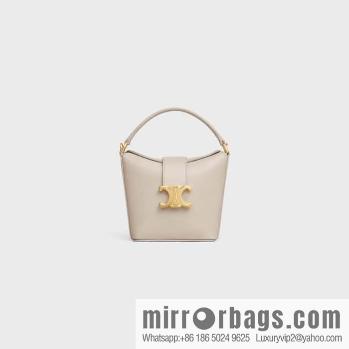 CELINE TRIOMPHE mini smooth cow leather (fabric) bucket bag 10K943 meters white