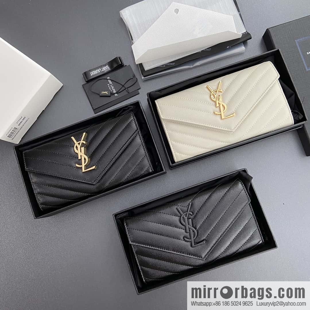 YSL MATELASSE flip grain embossed leather (fabric) wallet 372264
