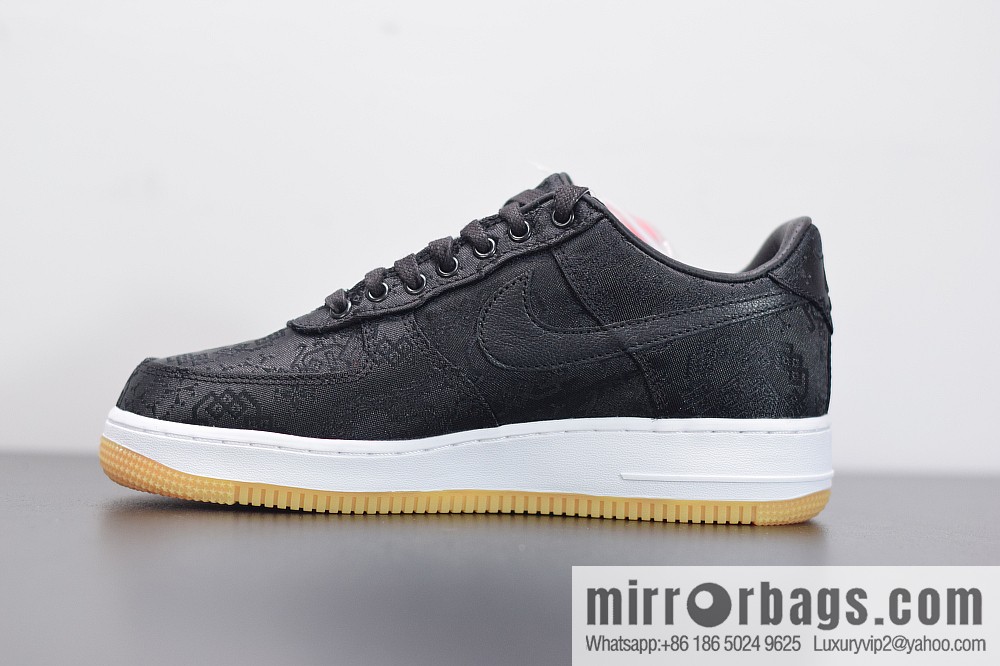 Clot x Nike Air Force 1 Premium AF1 black silk joint Unisex sneakers CZ3986-001