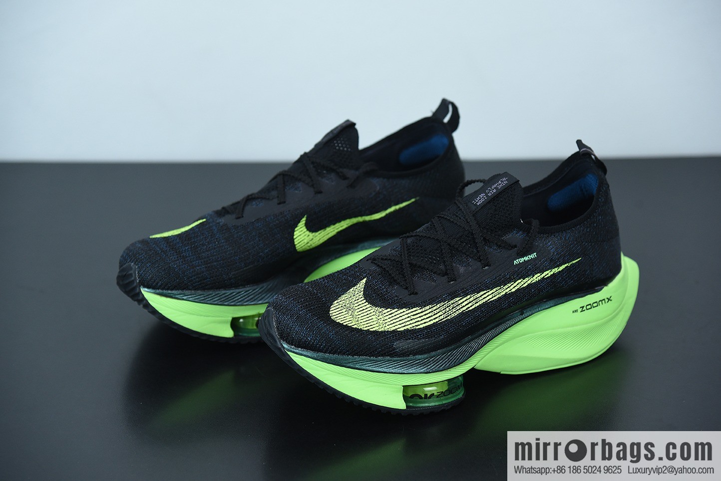 NK Air Zoom Alphafly NEXT% air unit marathon, black and green Unisex sneakers of the same style, item number: CI9925-400.