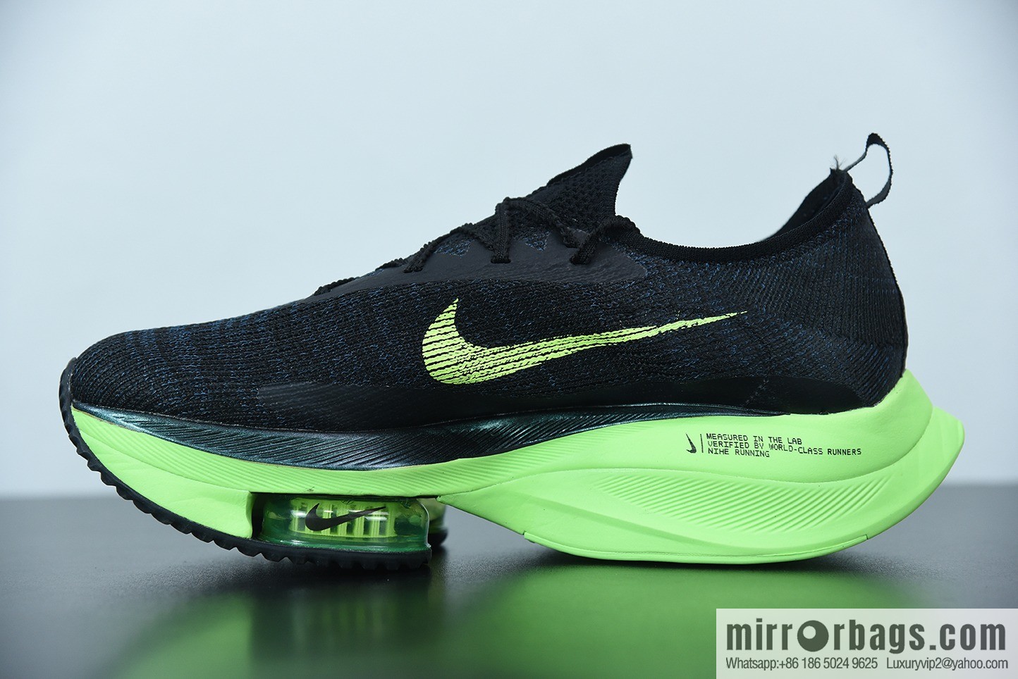 NK Air Zoom Alphafly NEXT% air unit marathon, black and green Unisex sneakers of the same style, item number: CI9925-400.