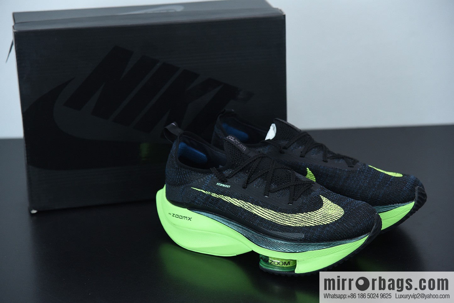 NK Air Zoom Alphafly NEXT% air unit marathon, black and green Unisex sneakers of the same style, item number: CI9925-400.