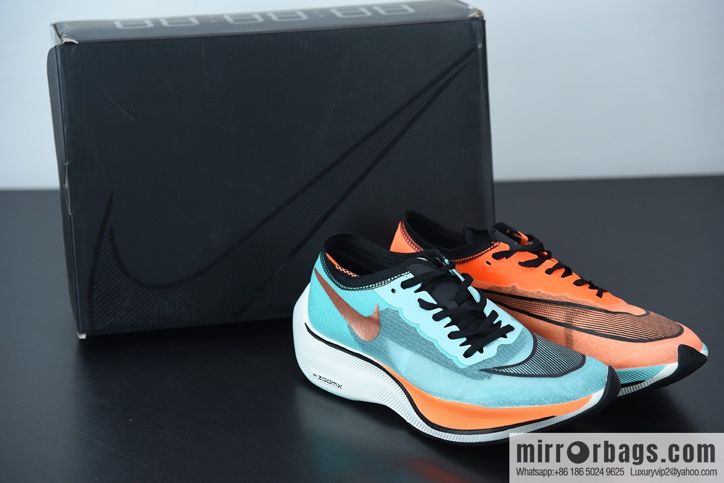 Nk Zoom X Vaporfly Next% Marathon, translucent, mesh, blue and orange mandarin duck sneakers SKU: CD4553-300