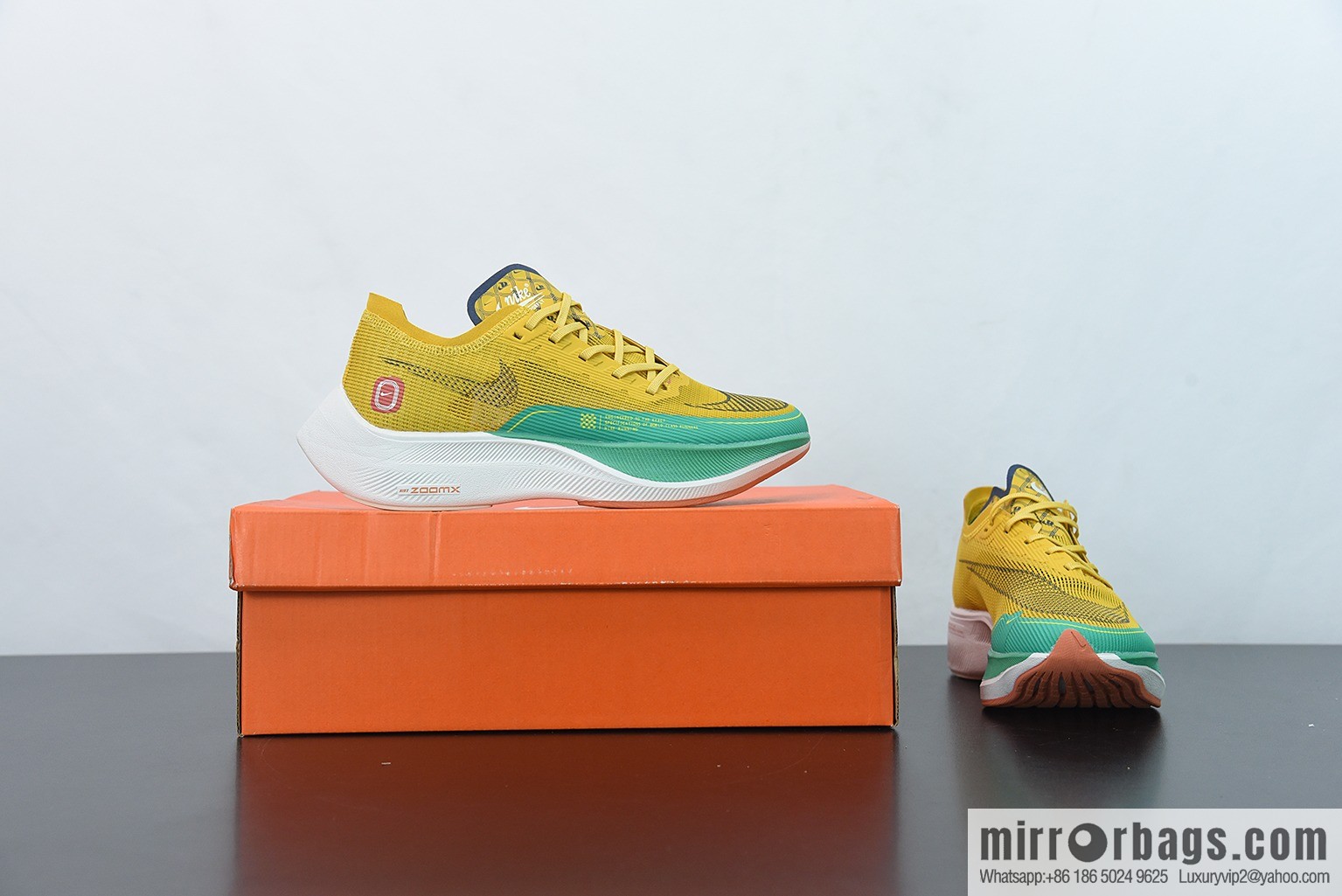 Nk ZoomX Vaporfly NEXT% 2 marathon knit breathable sports shoes, yellow-green, item number: DJ5182 -700