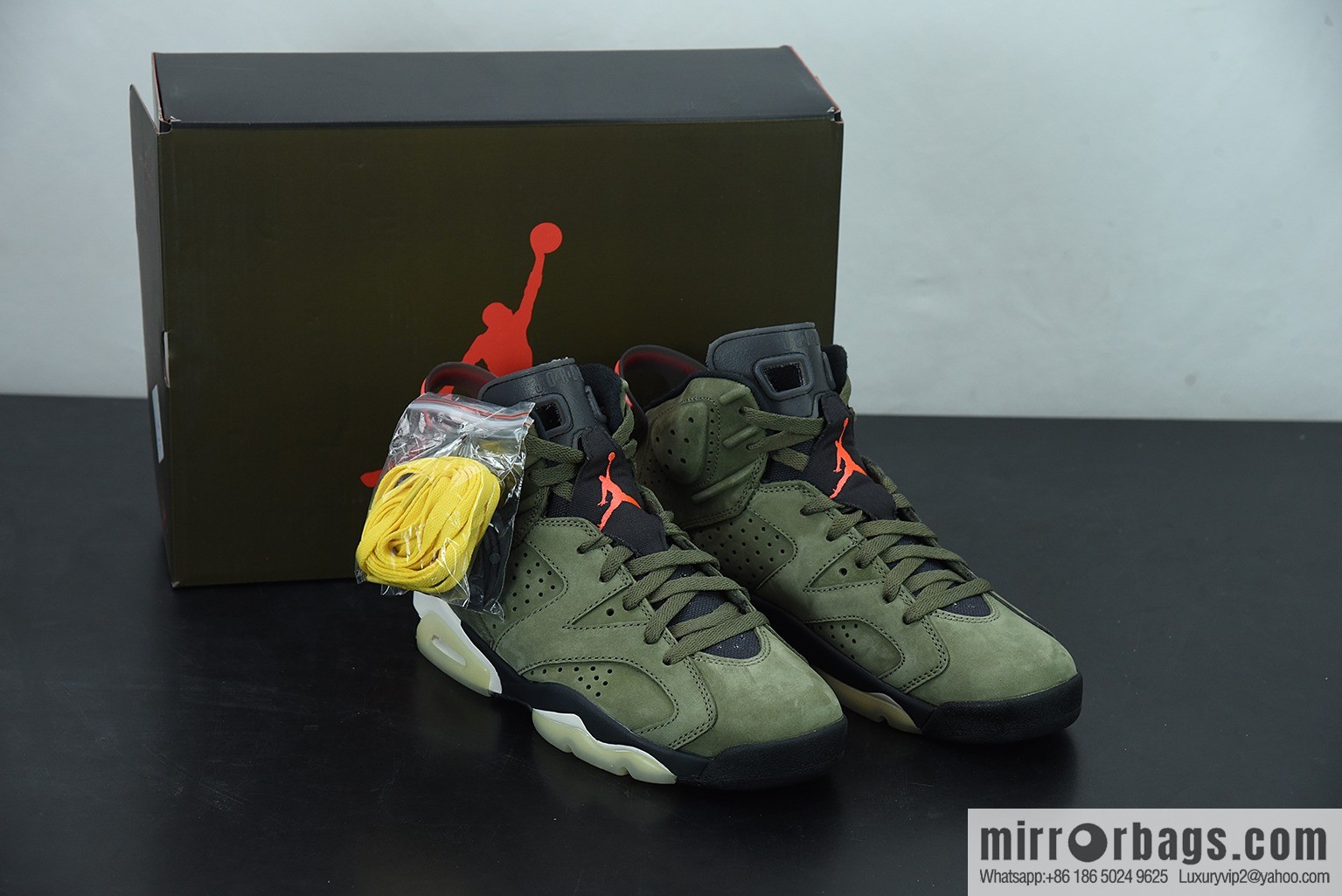 X00L6 Original Air Jordan 6 x TS joint AJ6 army green luminous men's high-top basketball shoes, item number: CN1084-200