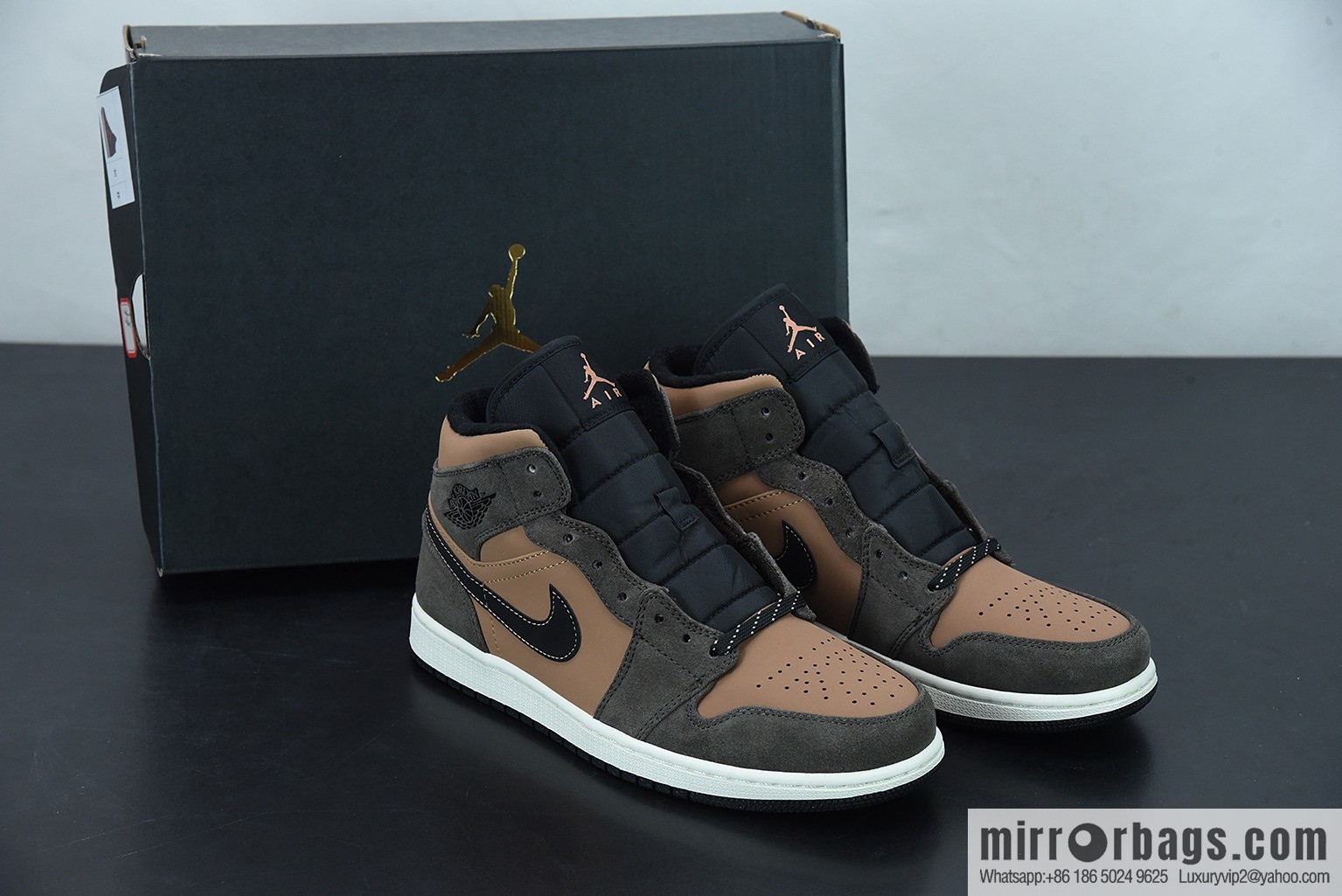 Air Jordan 1 Mid AJ1 Joe 1 chocolate brown Chinese culture basketball shoes, item number: DC7294-200