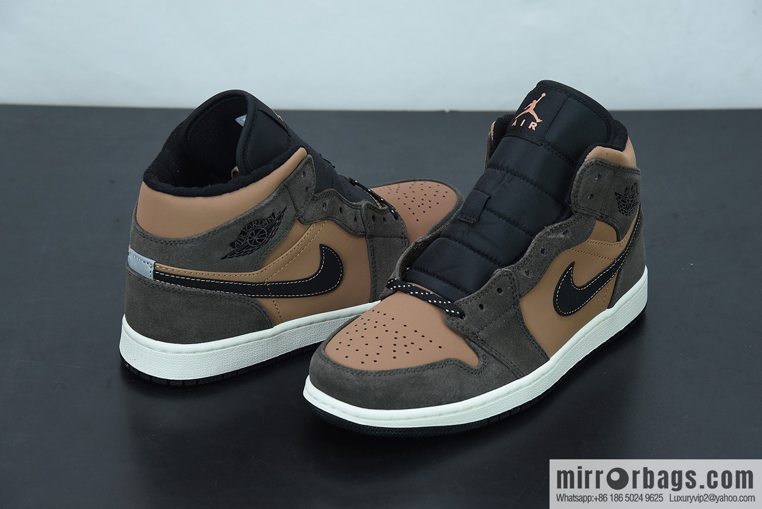 Air Jordan 1 Mid AJ1 Joe 1 chocolate brown Chinese culture basketball shoes, item number: DC7294-200