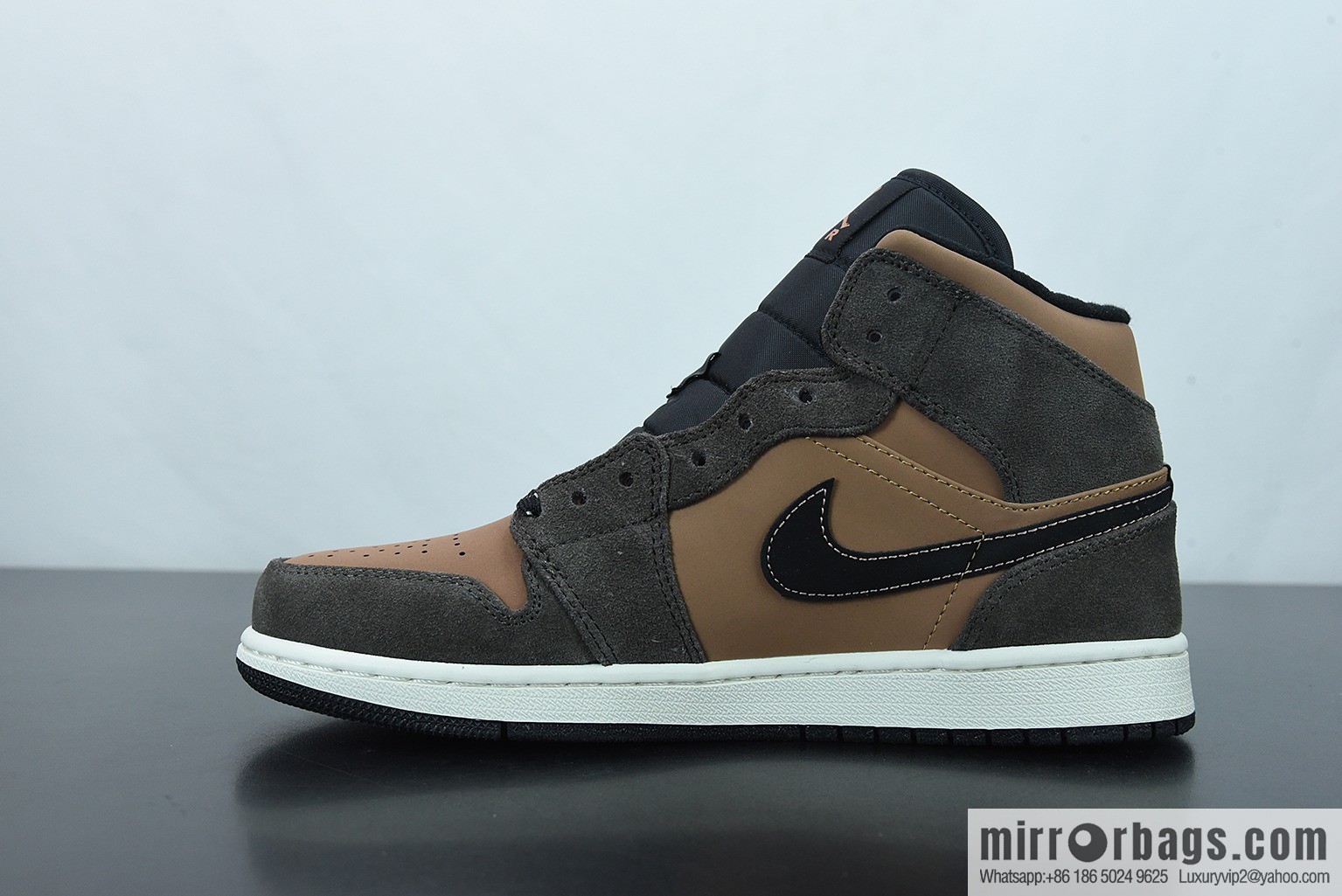 Air Jordan 1 Mid AJ1 Joe 1 chocolate brown Chinese culture basketball shoes, item number: DC7294-200