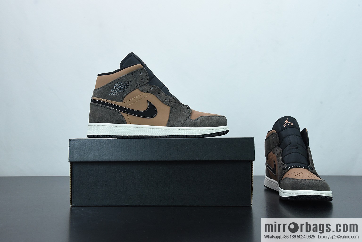 Air Jordan 1 Mid AJ1 Joe 1 chocolate brown Chinese culture basketball shoes, item number: DC7294-200