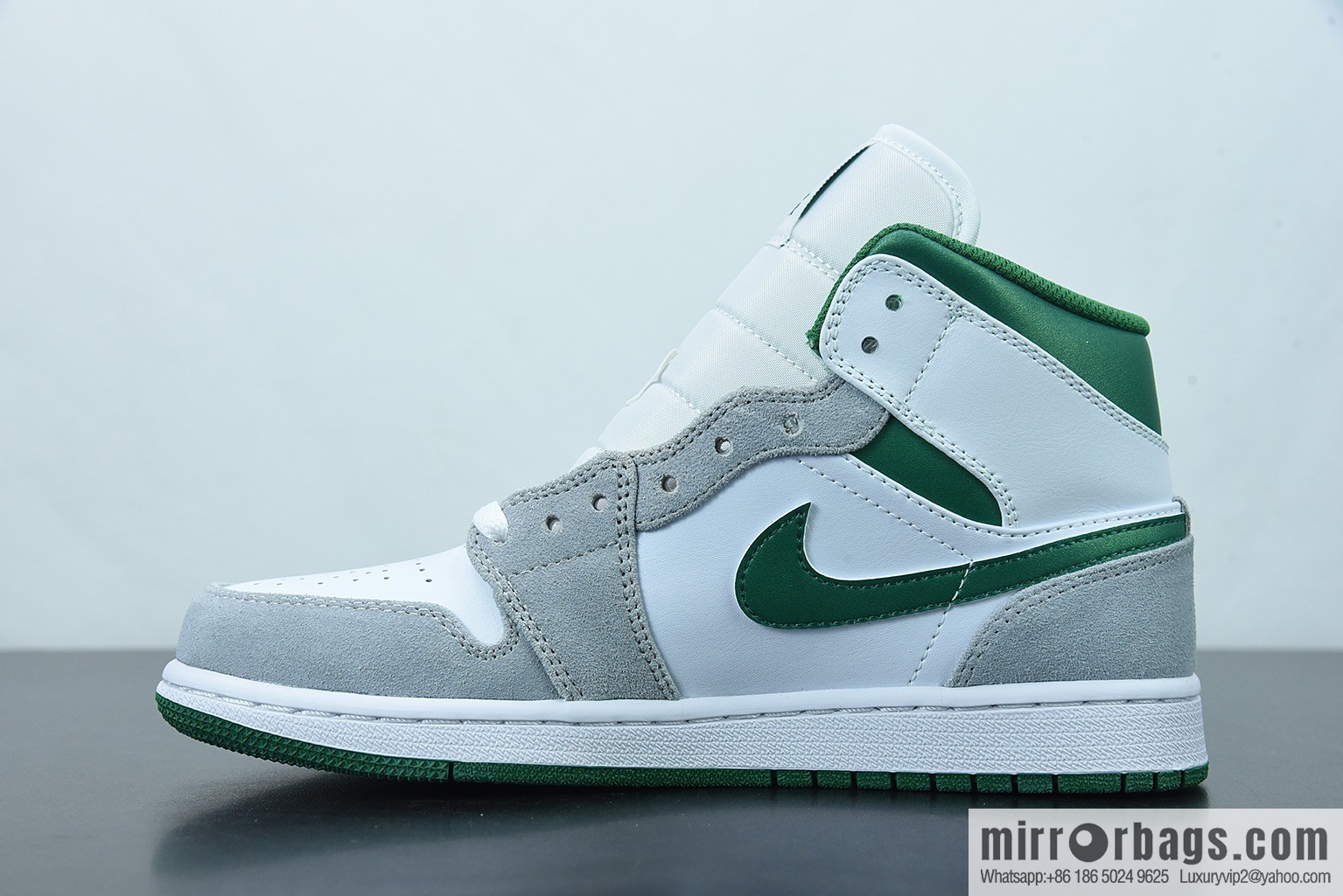 Air Jordan 1 Mid AJ1 Joe 1 medium cultural basketball shoes, white gray green, item number: DC7294-103