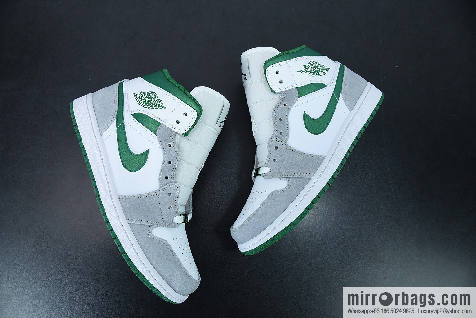 Air Jordan 1 Mid AJ1 Joe 1 medium cultural basketball shoes, white gray green, item number: DC7294-103