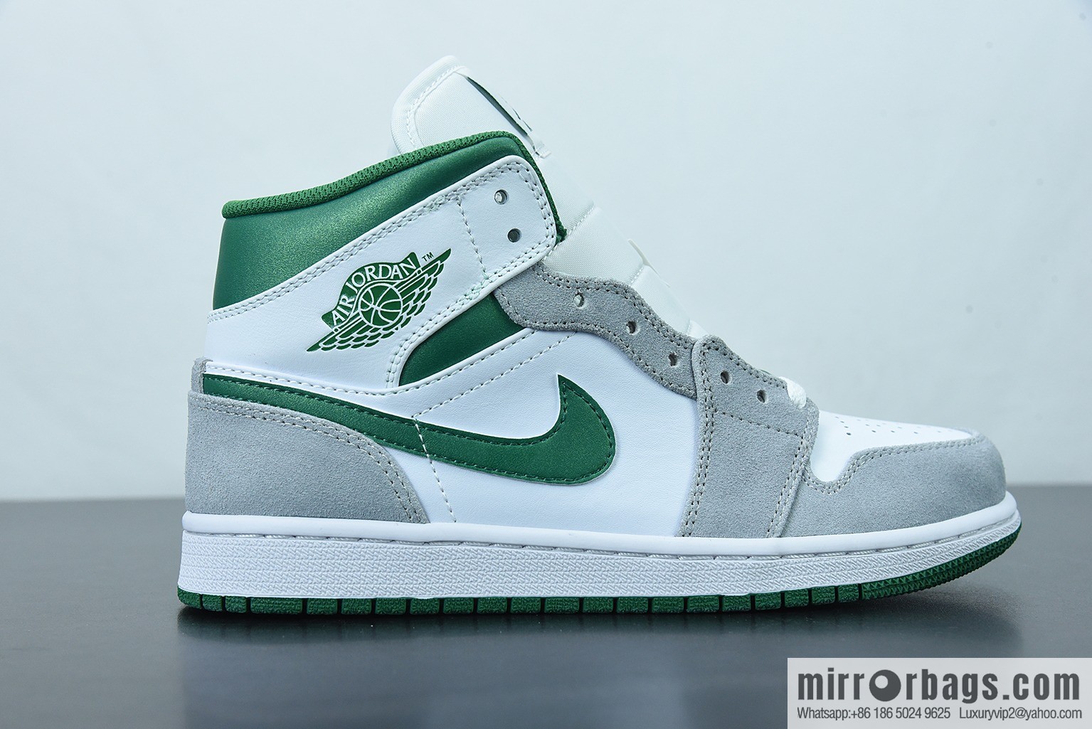 Air Jordan 1 Mid AJ1 Joe 1 medium cultural basketball shoes, white gray green, item number: DC7294-103