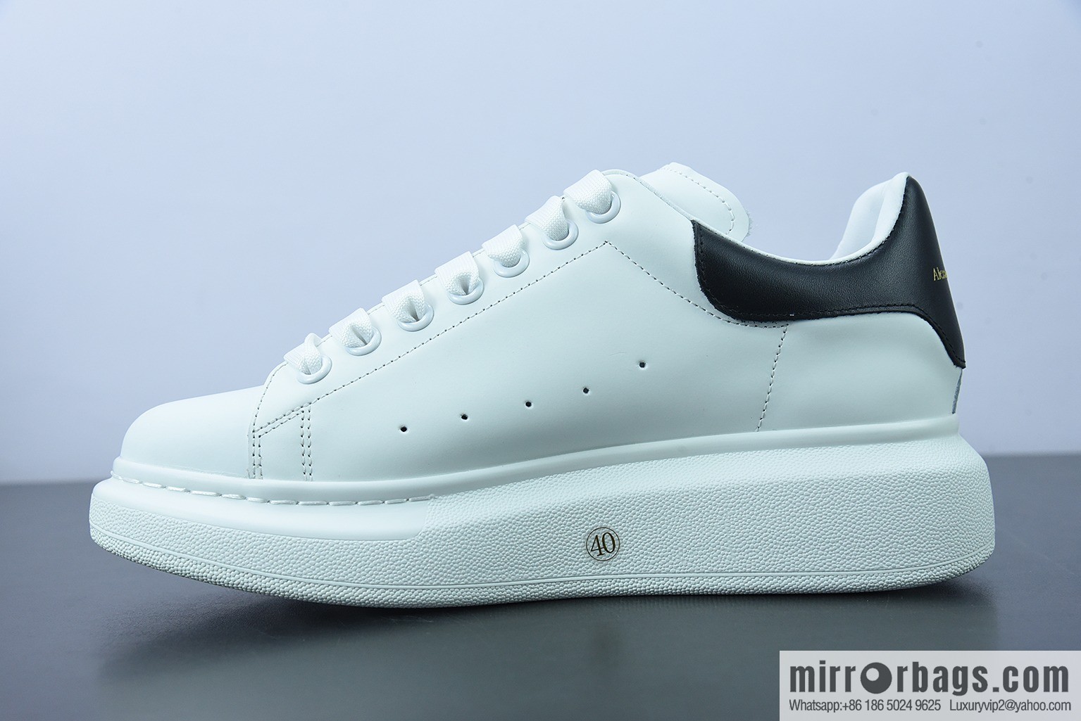 Alexander McQueen/Alexander McQueen, black leather tail muffin shoes, thick sole heightening white shoes 0Y7H4