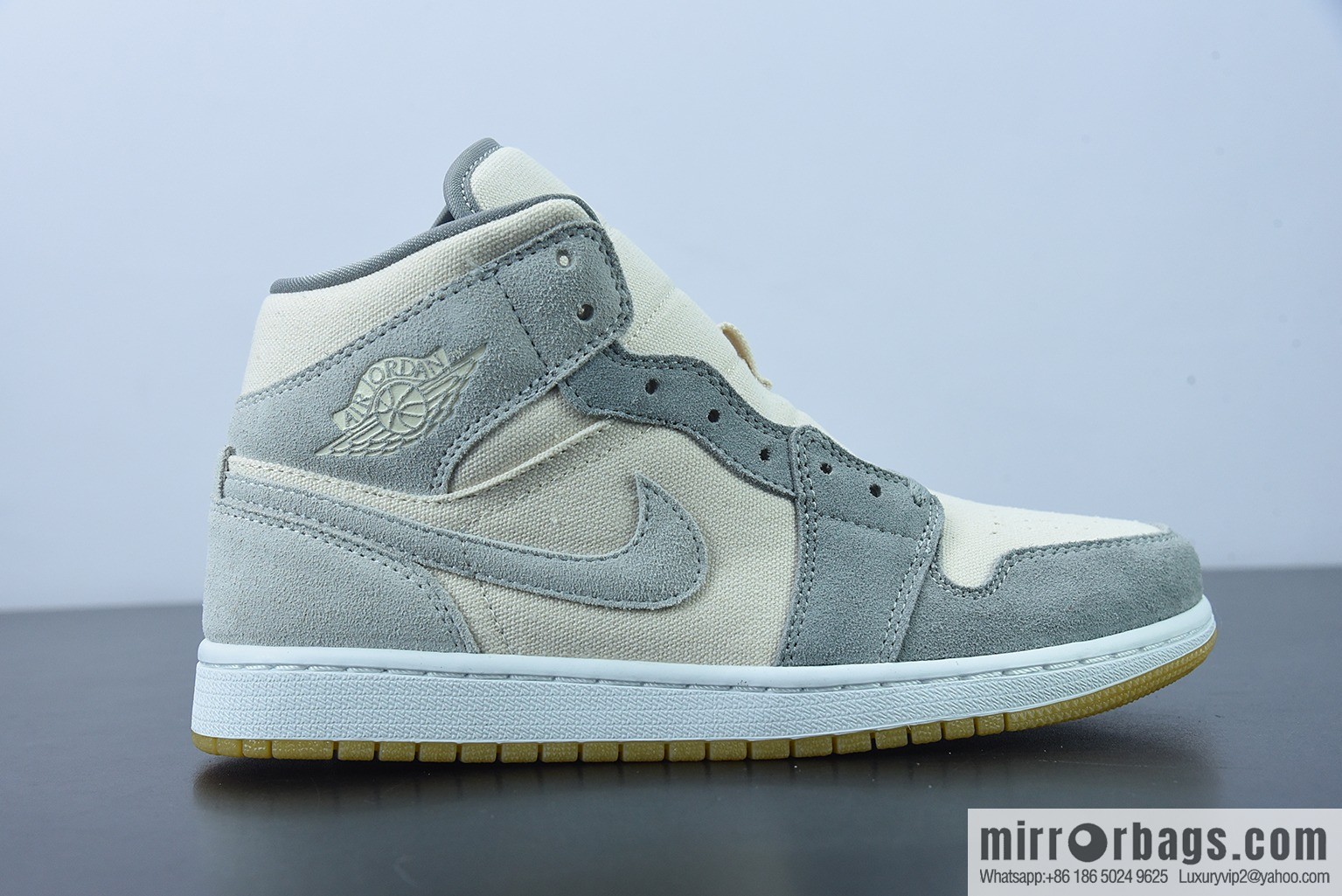 0D1D4 inspected version AJ1Mid middle help, beige, coconut milk high top, item number: DN4281-100