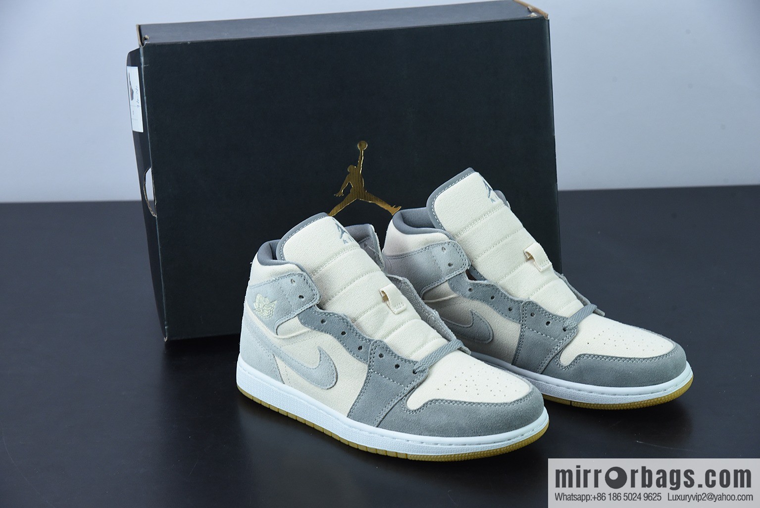 0D1D4 inspected version AJ1Mid middle help, beige, coconut milk high top, item number: DN4281-100