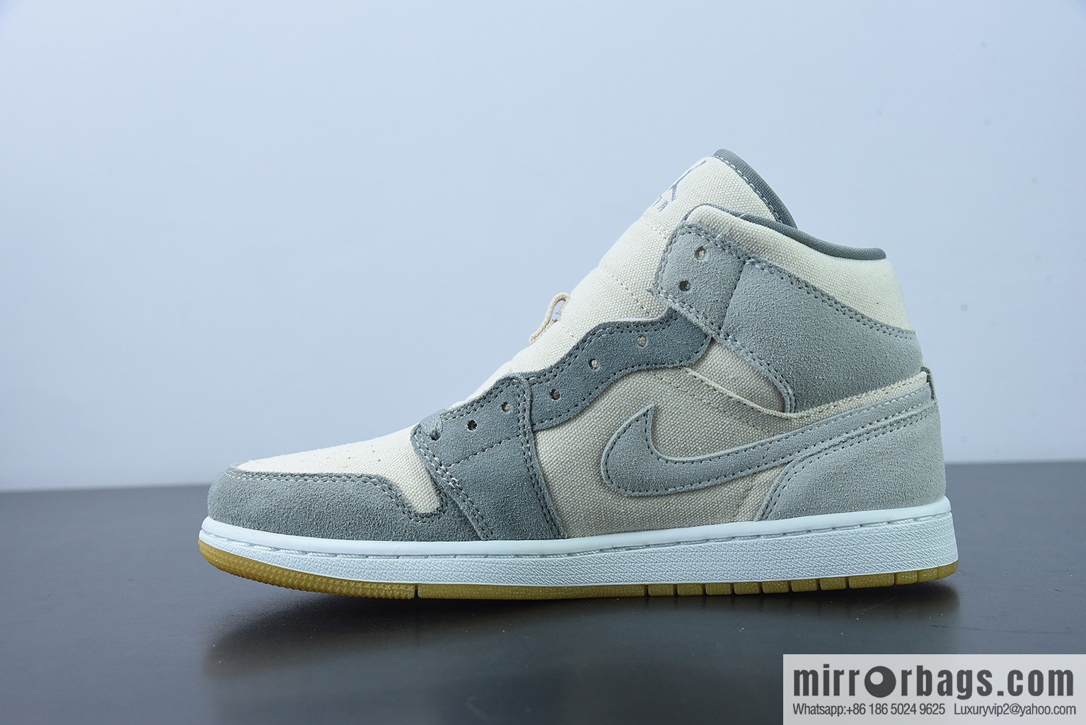 0D1D4 inspected version AJ1Mid middle help, beige, coconut milk high top, item number: DN4281-100