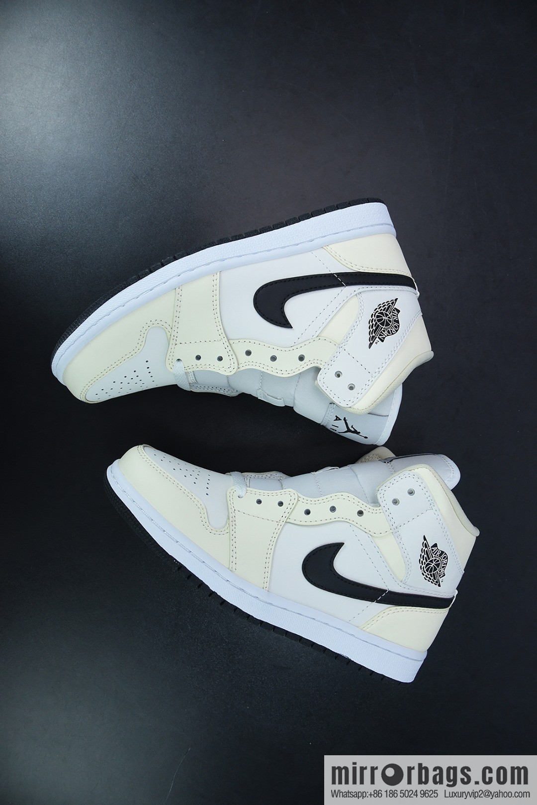 Air Jordan 1 Mid AJ1 Joe 1 milk white coconut milk, Zhongbang basketball shoes, item number: BQ6472-121