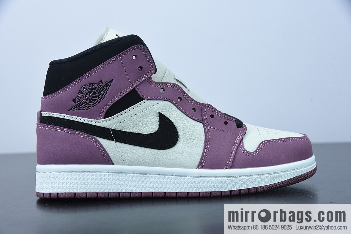 NK Air Jordan 1 Mid AJ1 Joe 1 culture basketball shoes, berry powder, item number: DC7267-500