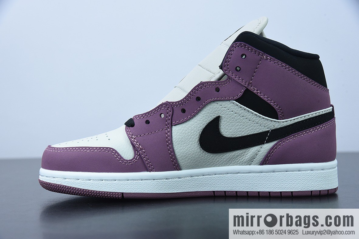 NK Air Jordan 1 Mid AJ1 Joe 1 culture basketball shoes, berry powder, item number: DC7267-500