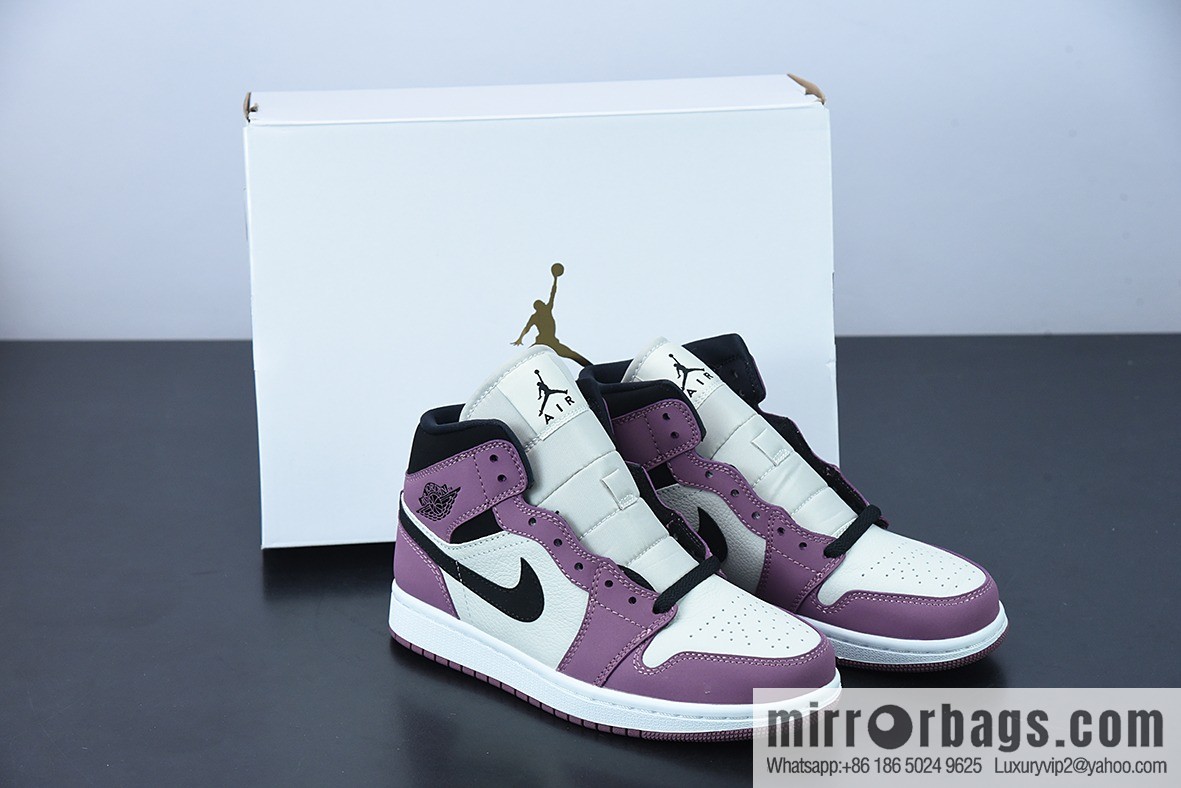NK Air Jordan 1 Mid AJ1 Joe 1 culture basketball shoes, berry powder, item number: DC7267-500