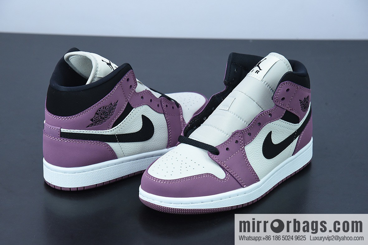 NK Air Jordan 1 Mid AJ1 Joe 1 culture basketball shoes, berry powder, item number: DC7267-500