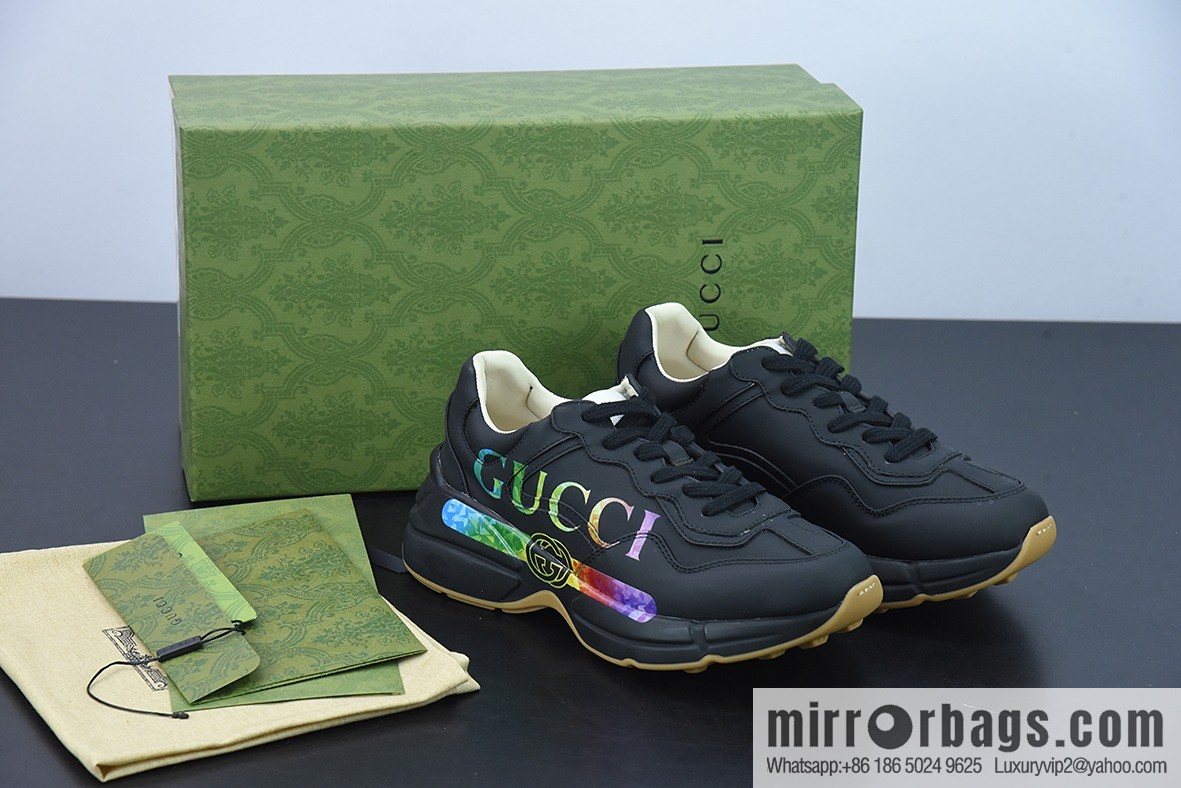 Gucci Rhyton Vintage Trainer Sneaker Gucci Daddy 5D leather (fabric) horned Vintage jogging shoes