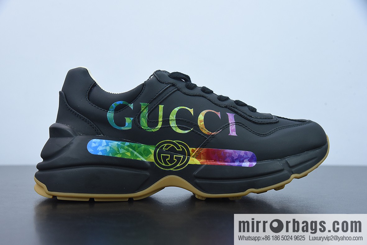 Gucci Rhyton Vintage Trainer Sneaker Gucci Daddy 5D leather (fabric) horned Vintage jogging shoes