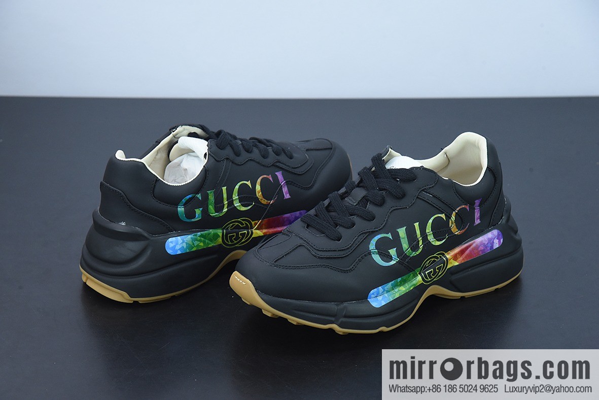 Gucci Rhyton Vintage Trainer Sneaker Gucci Daddy 5D leather (fabric) horned Vintage jogging shoes
