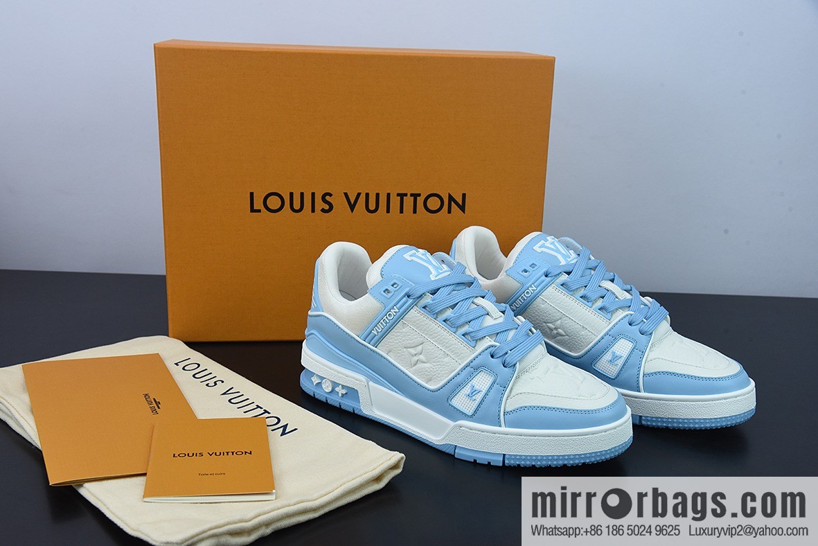 D05G7 top pure original Louis vuitton Louis Vuitton Trainer Louis Vuitton sneakers new color scheme LV white blue