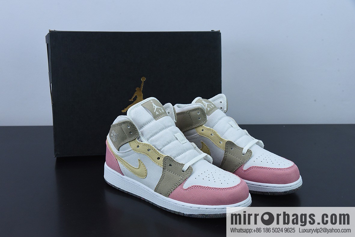 Air Jordan AJ1 Mid Help, Pink White Brown, Item Number: DJ0338-100