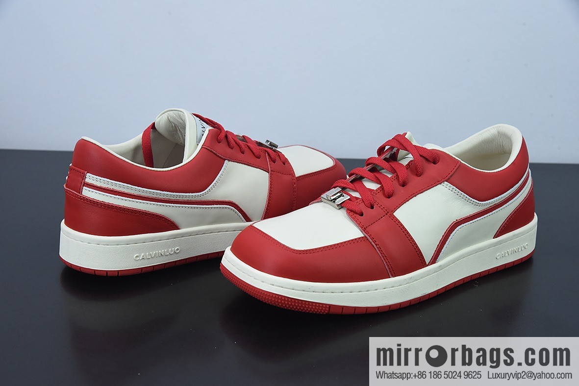 CALVINLUO granular first layer leather upper material #back help inner package soft calfskin low top sneakers