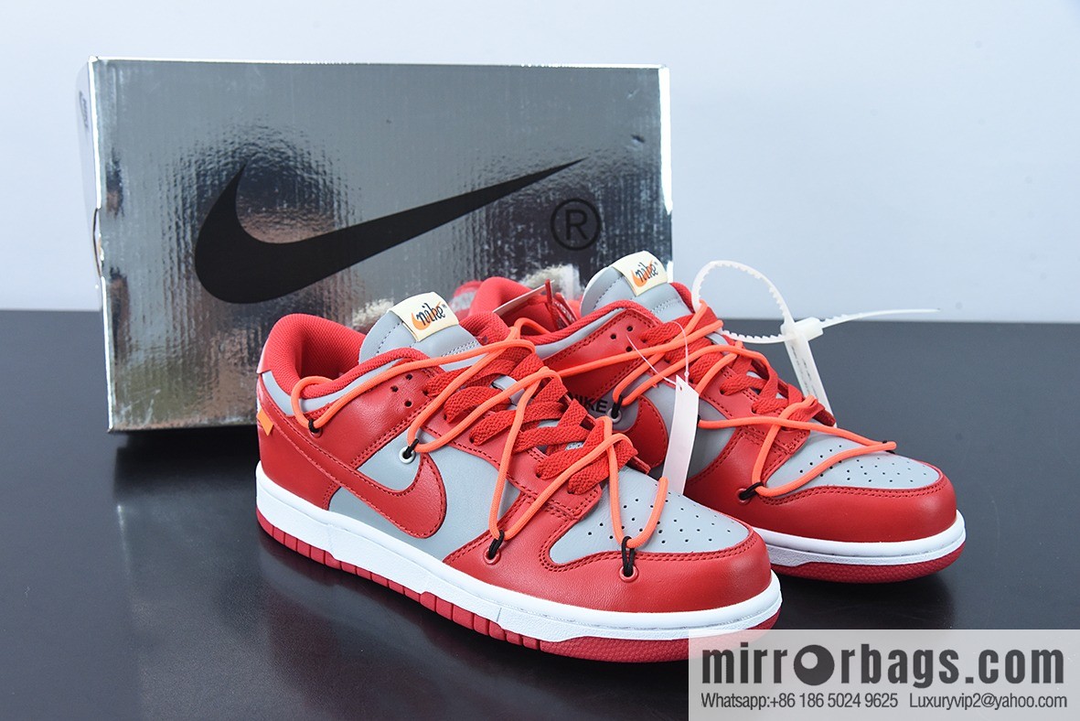 Off-White x NK Dunk OW grey red, joint low-top sports and leisure shoes, item number: CT0856-600