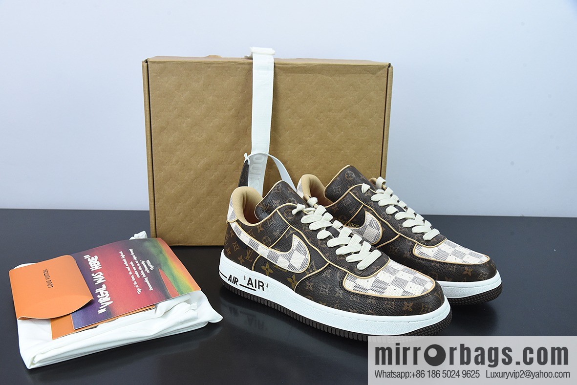 Purchasing grade LVx Nk Air Force 1 Low Louis Vuitton donkey brand LV joint name, Air Force One, leisure sports shoes
