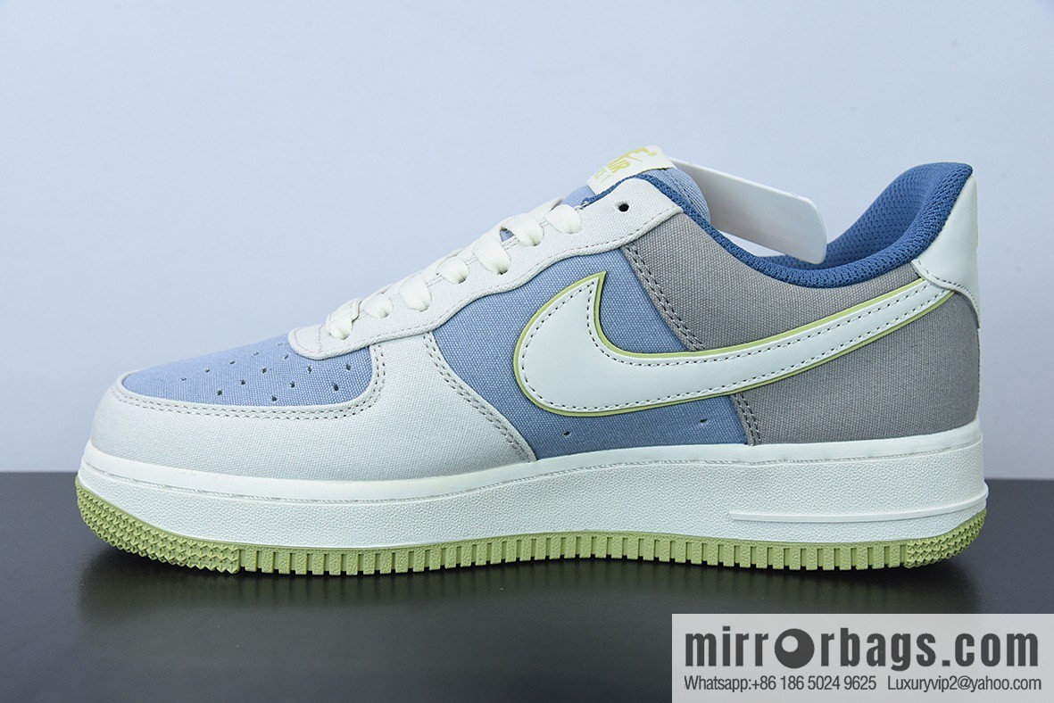 NK Air Force 1 '07 Blue-Green Cloth Air Force One Low-Top Casual Board Shoes Size: DG2296-025