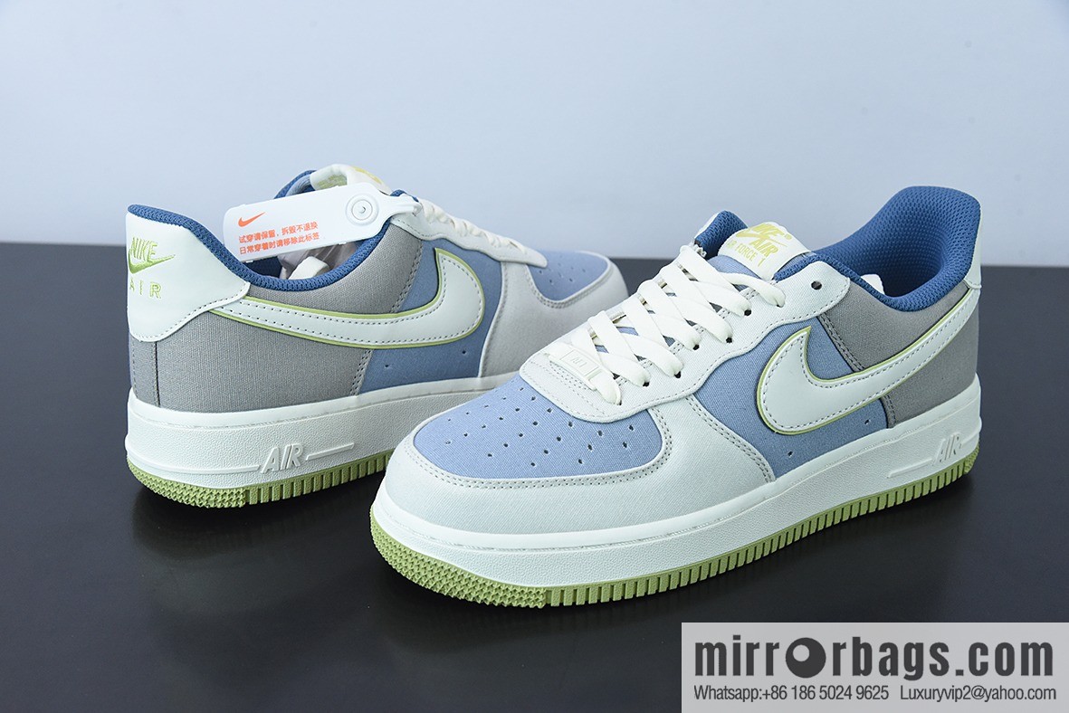 NK Air Force 1 '07 Blue-Green Cloth Air Force One Low-Top Casual Board Shoes Size: DG2296-025
