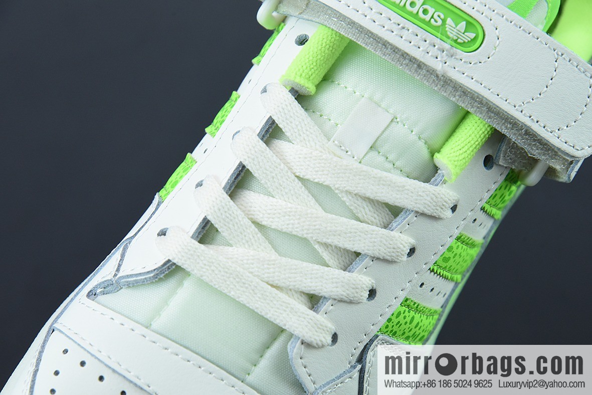 AD Adi Forum Low leather (fabric) white neon green polka dot low top sports and leisure board shoes FY8018