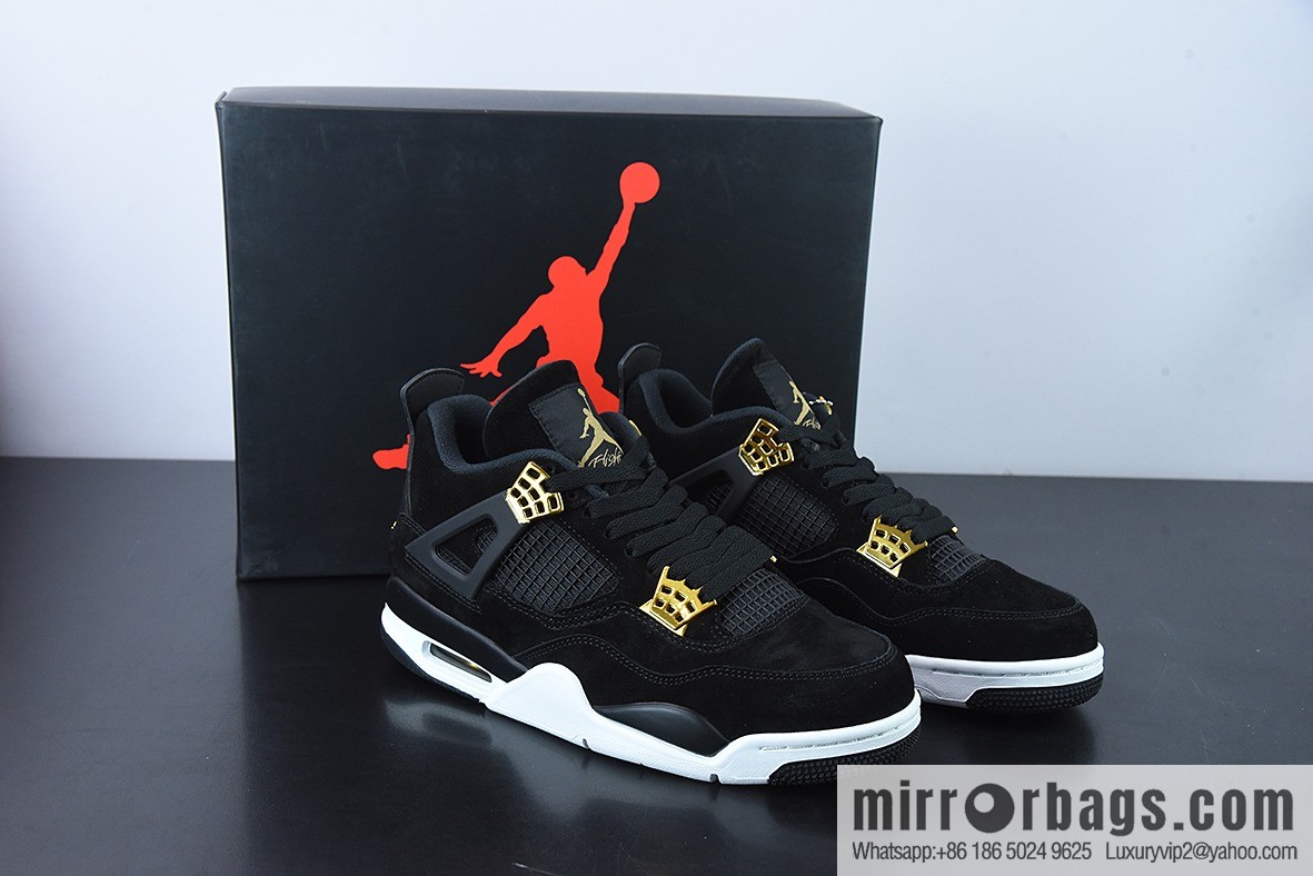 D0F1S5 pure original Air Jordan 4 Retro RoyaltyAJ4 luxury, black gold men's sneakers item number: 308497 032