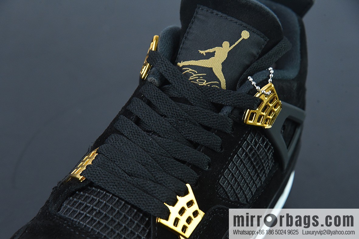D0F1S5 pure original Air Jordan 4 Retro RoyaltyAJ4 luxury, black gold men's sneakers item number: 308497 032