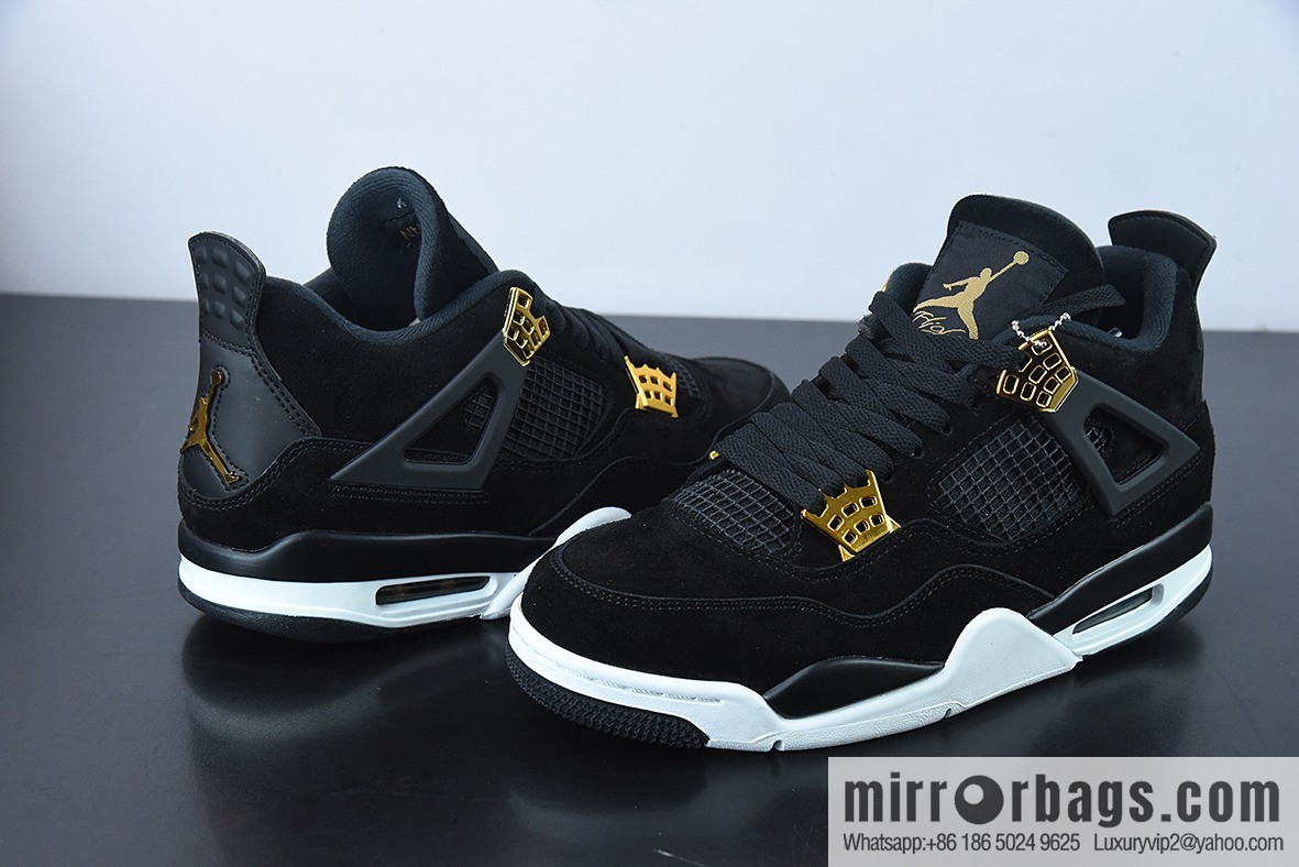 D0F1S5 pure original Air Jordan 4 Retro RoyaltyAJ4 luxury, black gold men's sneakers item number: 308497 032
