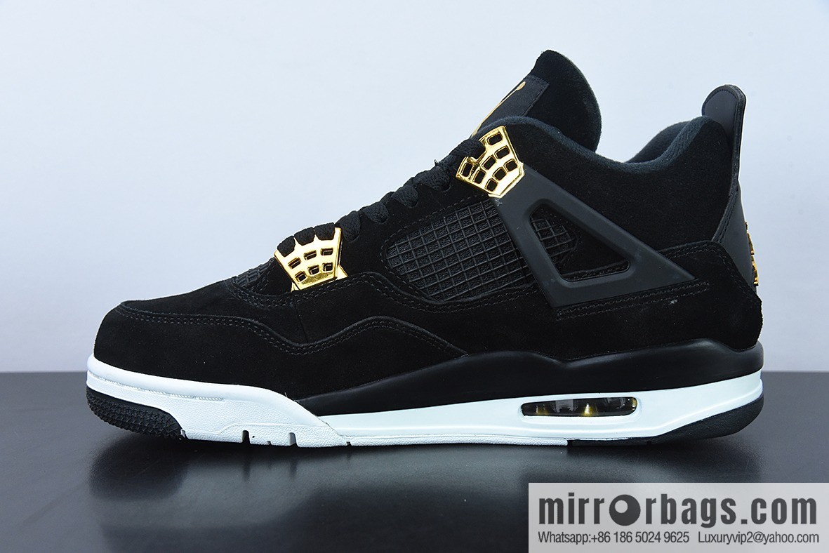 D0F1S5 pure original Air Jordan 4 Retro RoyaltyAJ4 luxury, black gold men's sneakers item number: 308497 032