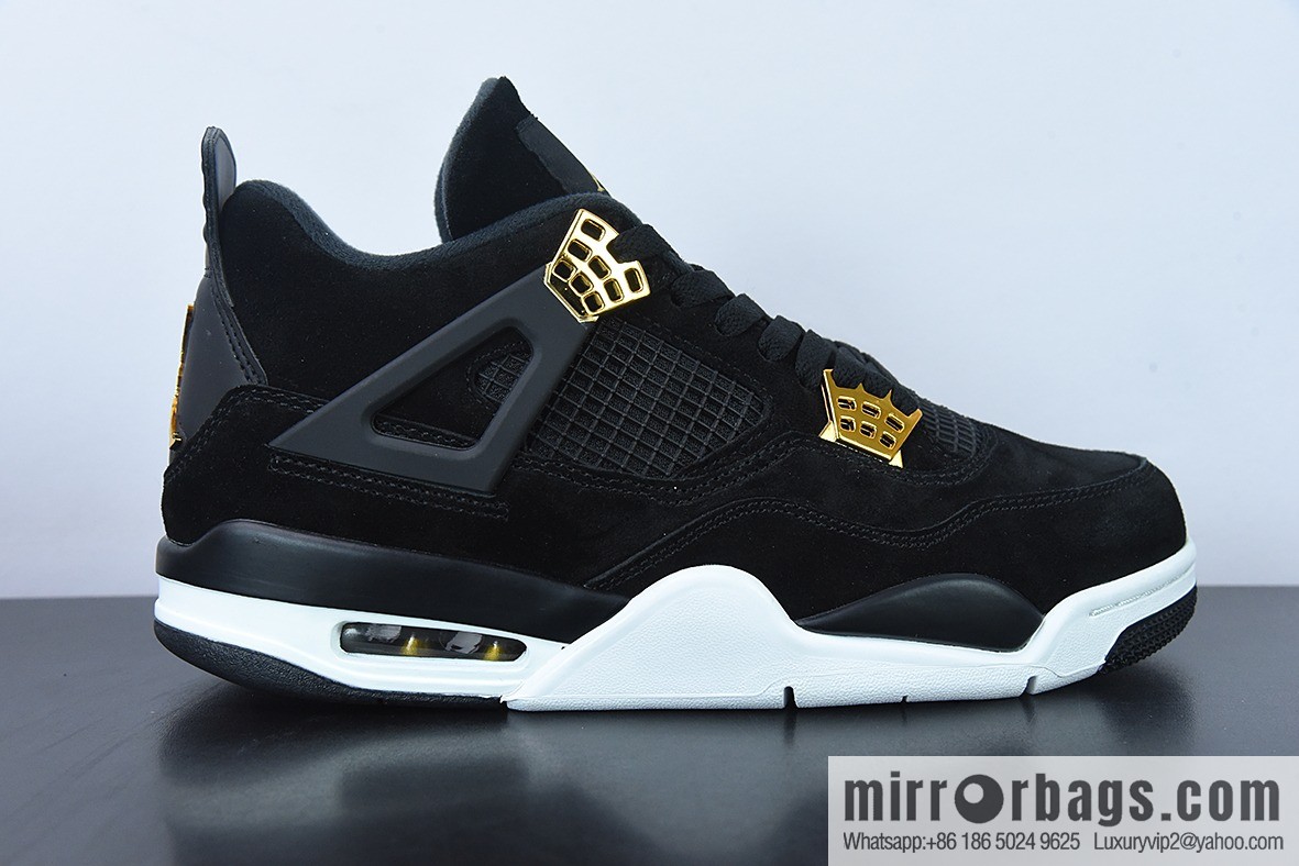 D0F1S5 pure original Air Jordan 4 Retro RoyaltyAJ4 luxury, black gold men's sneakers item number: 308497 032
