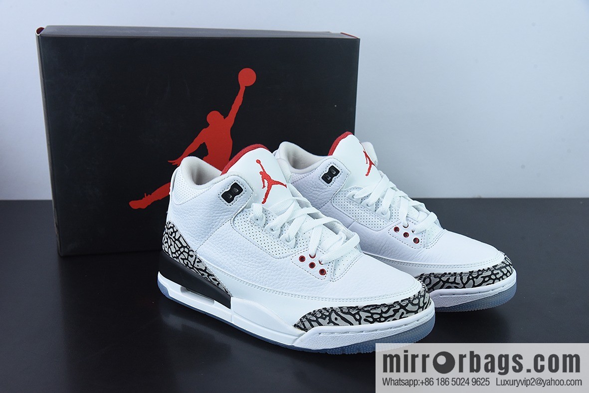 Air Jordan 3 Retro AJ3 white cement men's sneakers 923096-101
